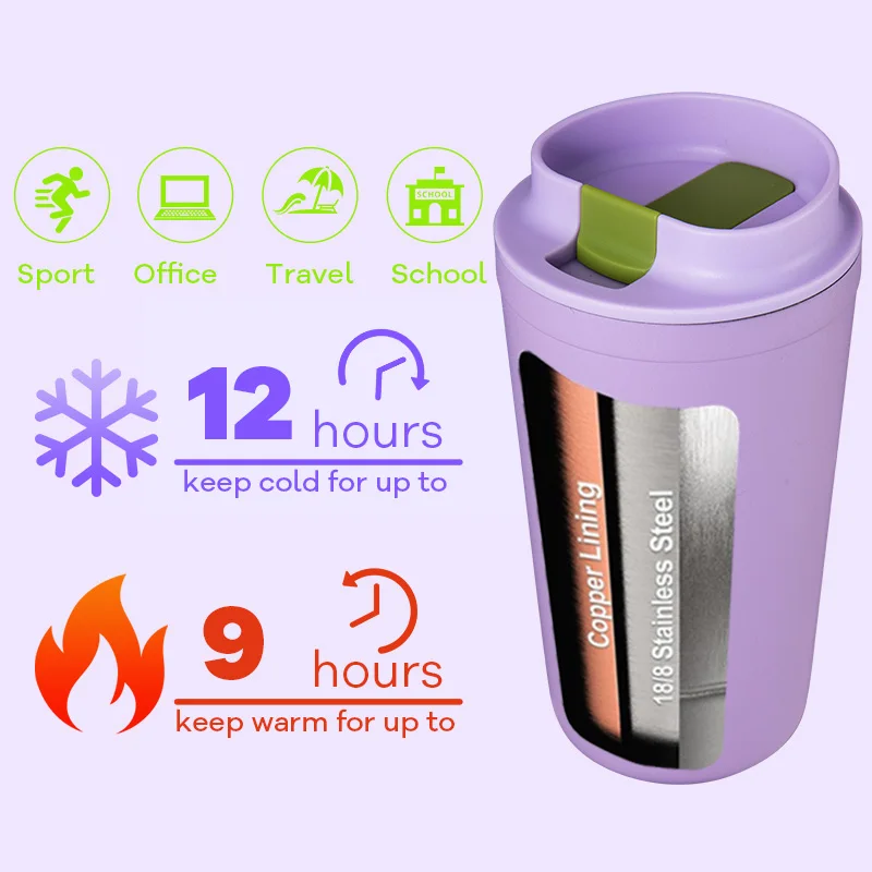 Modern Newest Design 18/8 Stainless Steel Coffee Cups 16oz Leakproof Insulated Reusable Mug With Slide Lid