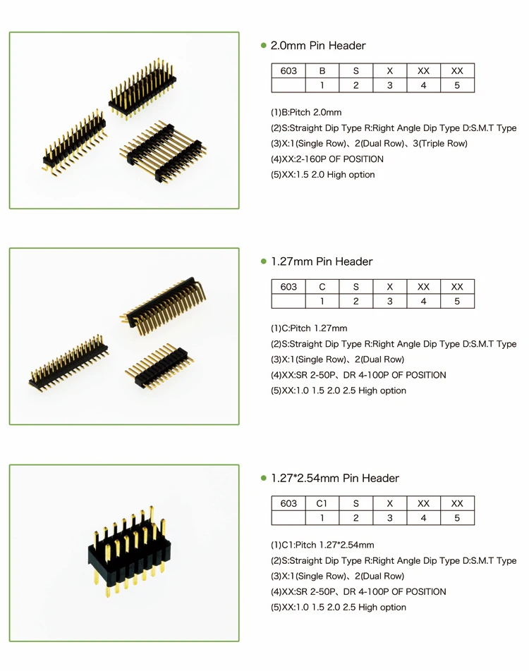 Pinless Socket Header PCB Pin Header Socket Male Head 2.00MM - Single Row 10 Pin