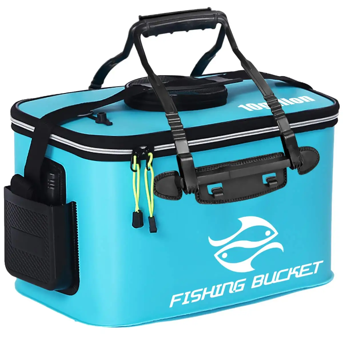 Secchio pieghevole da 3 l, 3 l, pieghevole, per esterni, per la pesca, per il campeggio, colore blu (blu