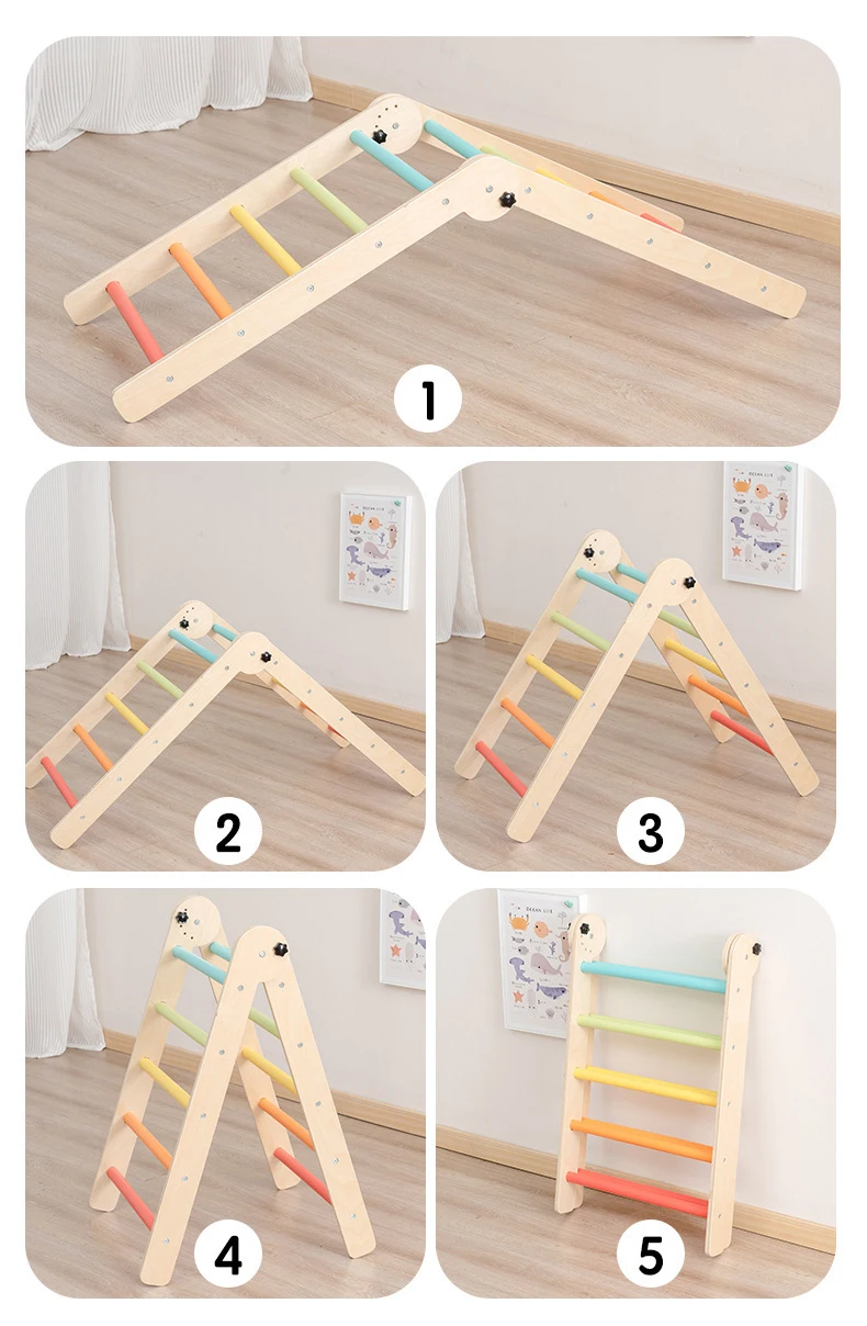 Wooden Pickler Triangle Climbing Frame Training For Baby Outdoor ...