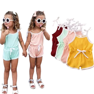 Newborn Baby Girls Rompers Infant Outfits Set with Short Length Jumpsuit Knitted Fabric