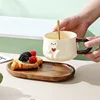 Brown cup+spoon+oval tray