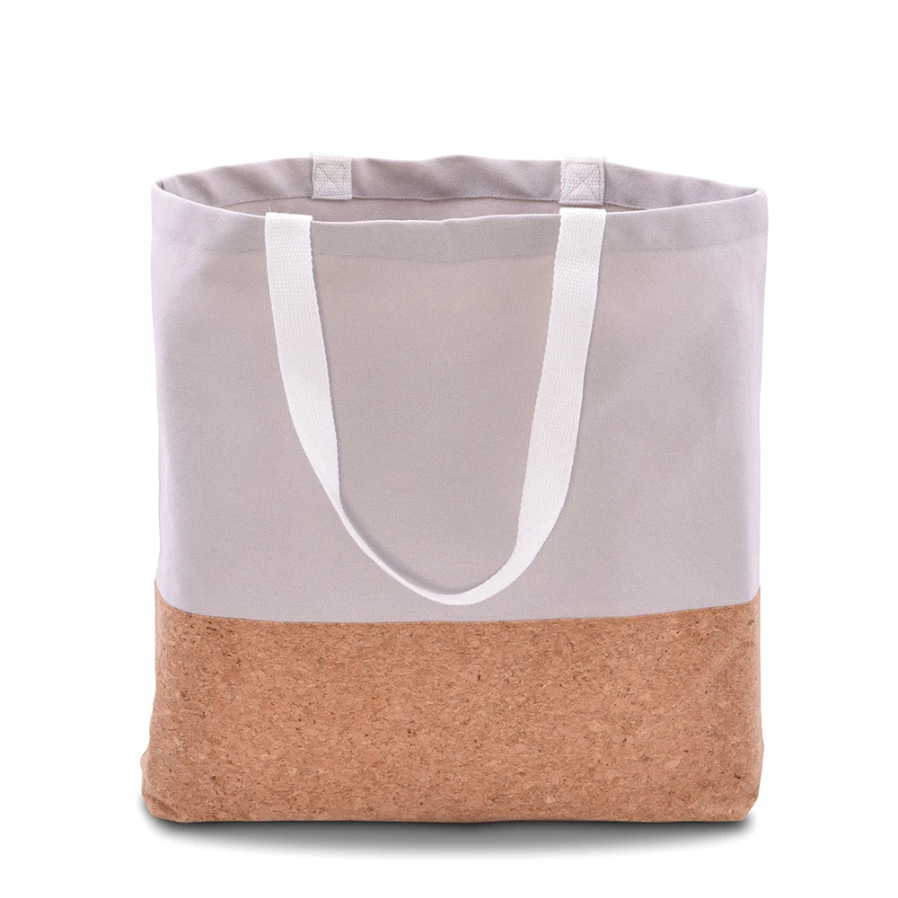 Promotional Cork Tote Bag Unique Gift Fashion Unisex Eco Friendly Cotton Canvas Wood Grain Cork Shopping Bag