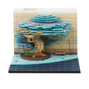 Wholesale Customize Sticky Note Paper Sculpture Desktop Decoration Office Gift Originality Post Note 3D Four Seasons Tree