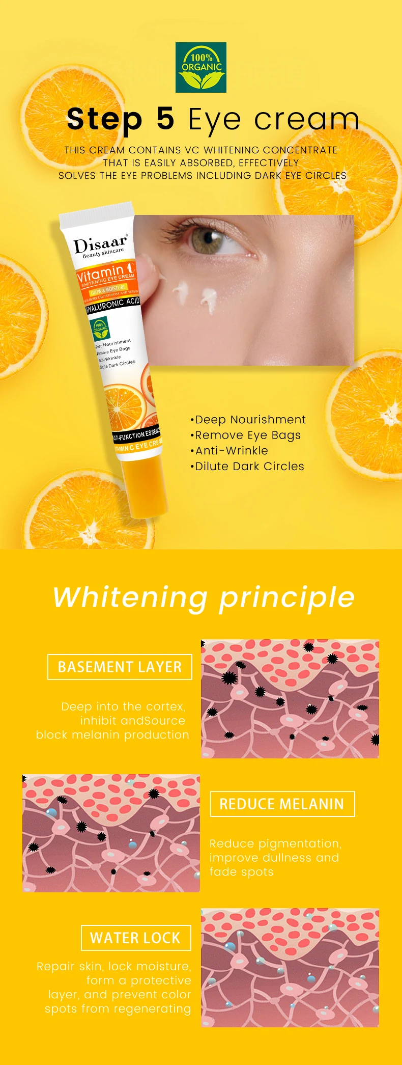 Disaar Bright Vitamin C Hautpflegeset Beauty Das Beste 5-in-1 Gesichtsreiniger Serum Toner Creme Und Augencreme – Detail 4