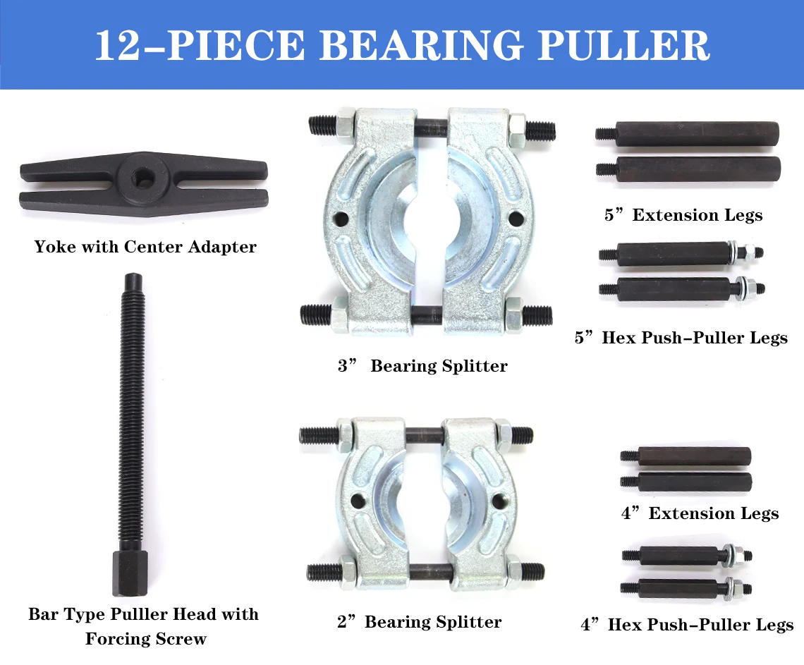 12pcs High Quality Bearing Separator Puller Kit Vehicle Garage Gear
