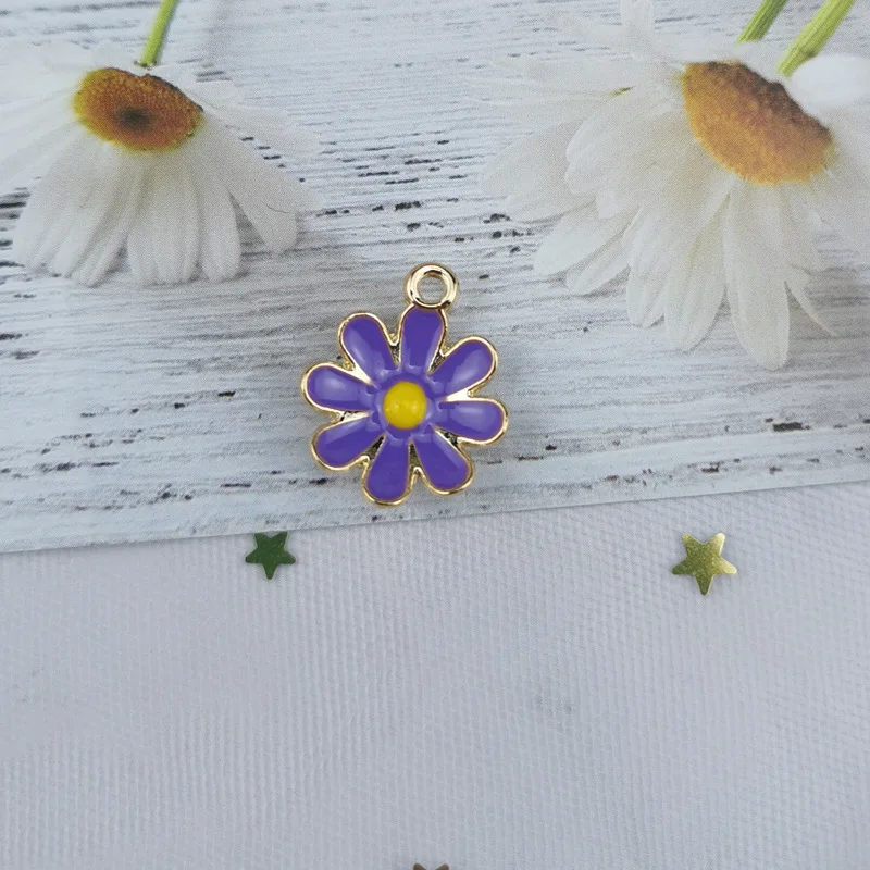 Assorted Mixed Enamel Alloy Daisy Flowers Pendant Charms DIY Accessories Christmas Jewelry Making