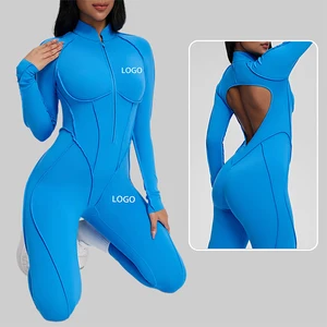 Clothing Manufacturer Contrast Color Bodysuit Women Stand Collar Hollow Out Butt Lift Breathable for Outdoor Pilates Training