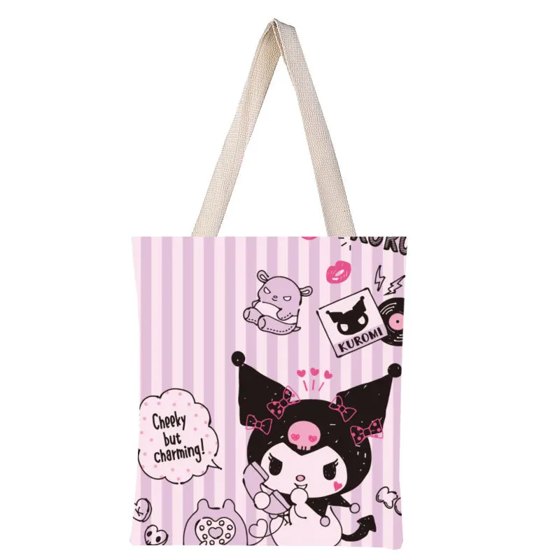 Sanrio Tote Bag Kuromi Sanrio Anime Perimeter Canvas Bag Student School ...