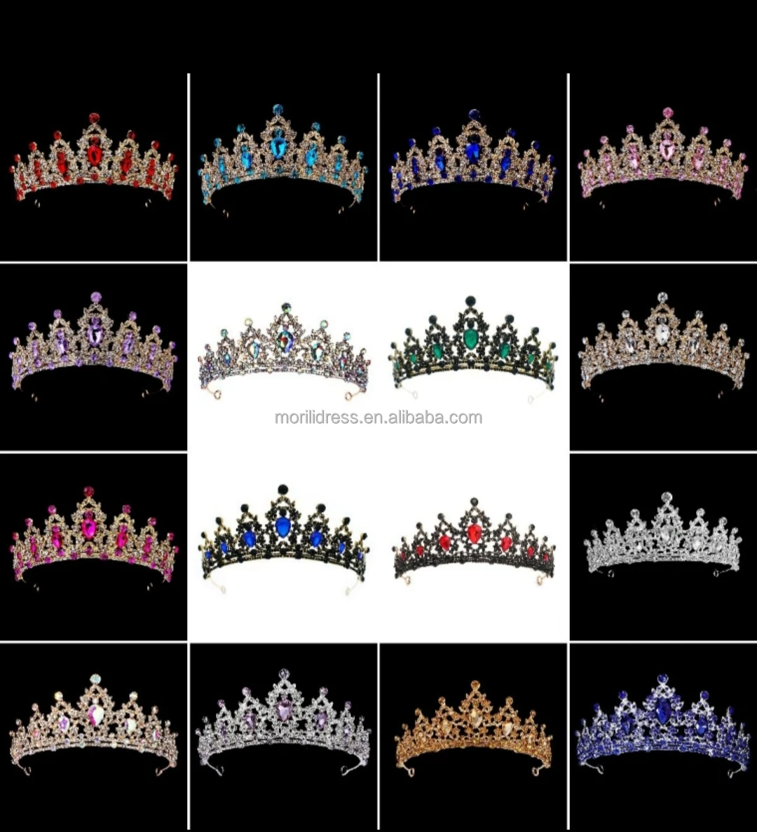 Morili New Bridal Classical Crowns Luxury Pageant Girl 15 Silver Red ...