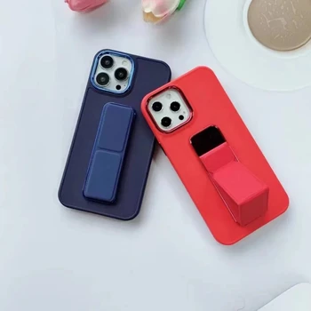 Silicone Oil Phone Case Back Cover for iPhone 15 Pro Max Plus 13 14 Series Folding Electroplated Mobile Phone Case