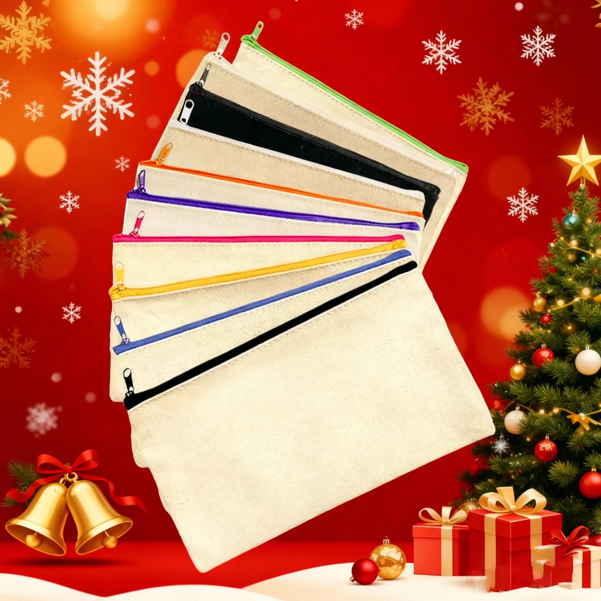 Reusable Handled Zipper Canvas Bags with Letter Pattern for Grocery DIY Heat Transfer Cosmetic Makeup Craft Gifts