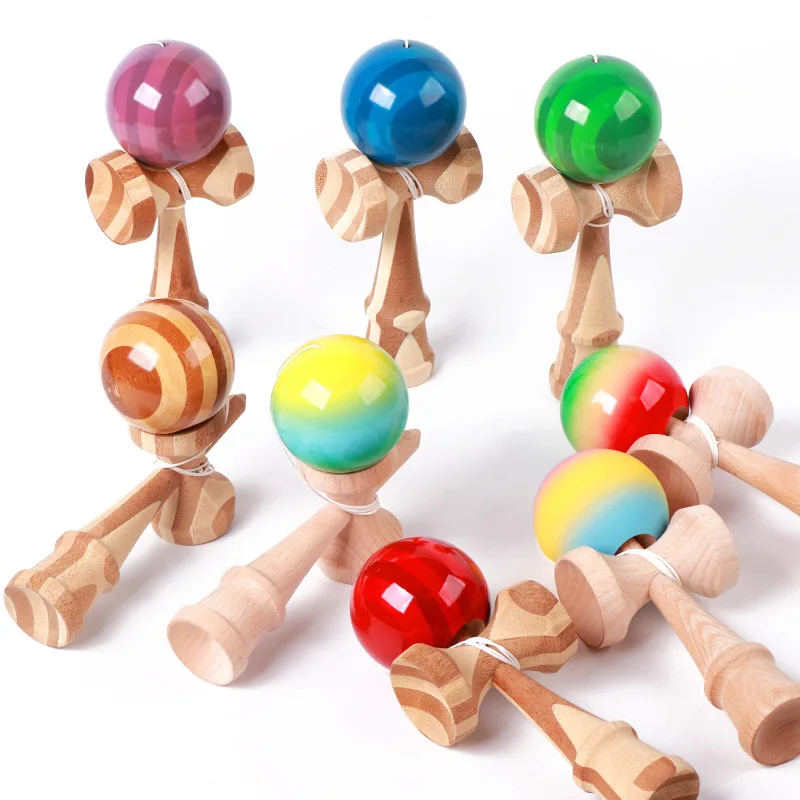 Wholesales Colorful Wooden Toy Kendama Outdoor Education Toys Sports Gifts Professional Custom Wood Kendama Classic Toy for Kids