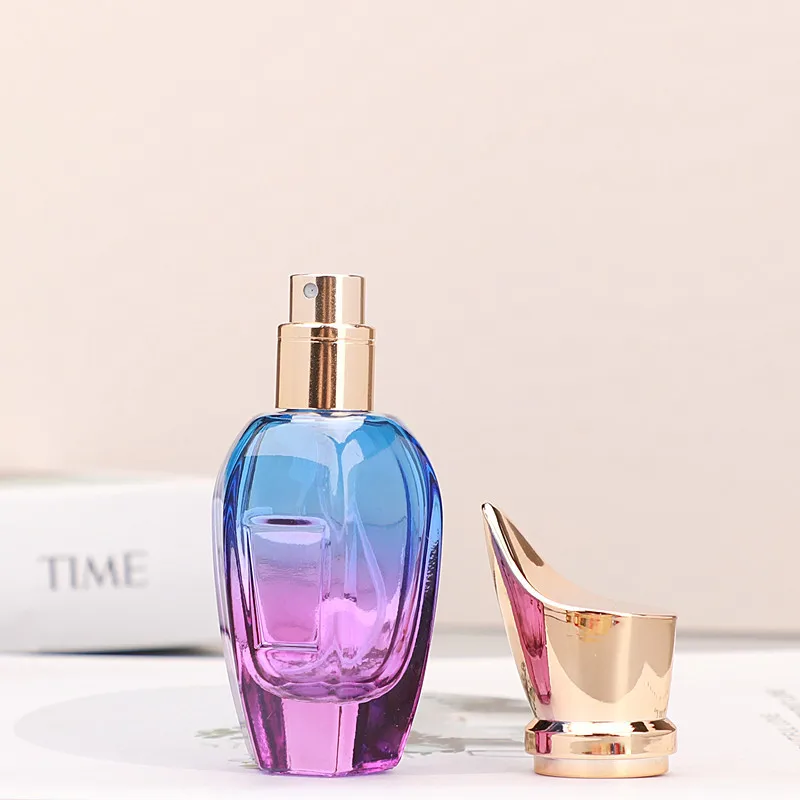 Custom Labels Gradient Green Blue Red 30ml 50ml Fine Mist Thick Glass Empty Screw Neck Perfume Bottle Yellow