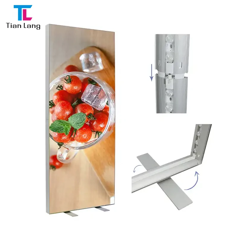 TianLang Led Textile Tili Boxes Exhibition Aluminum Picture Frame Snap Textile Led Tili Box Textile Tili Box