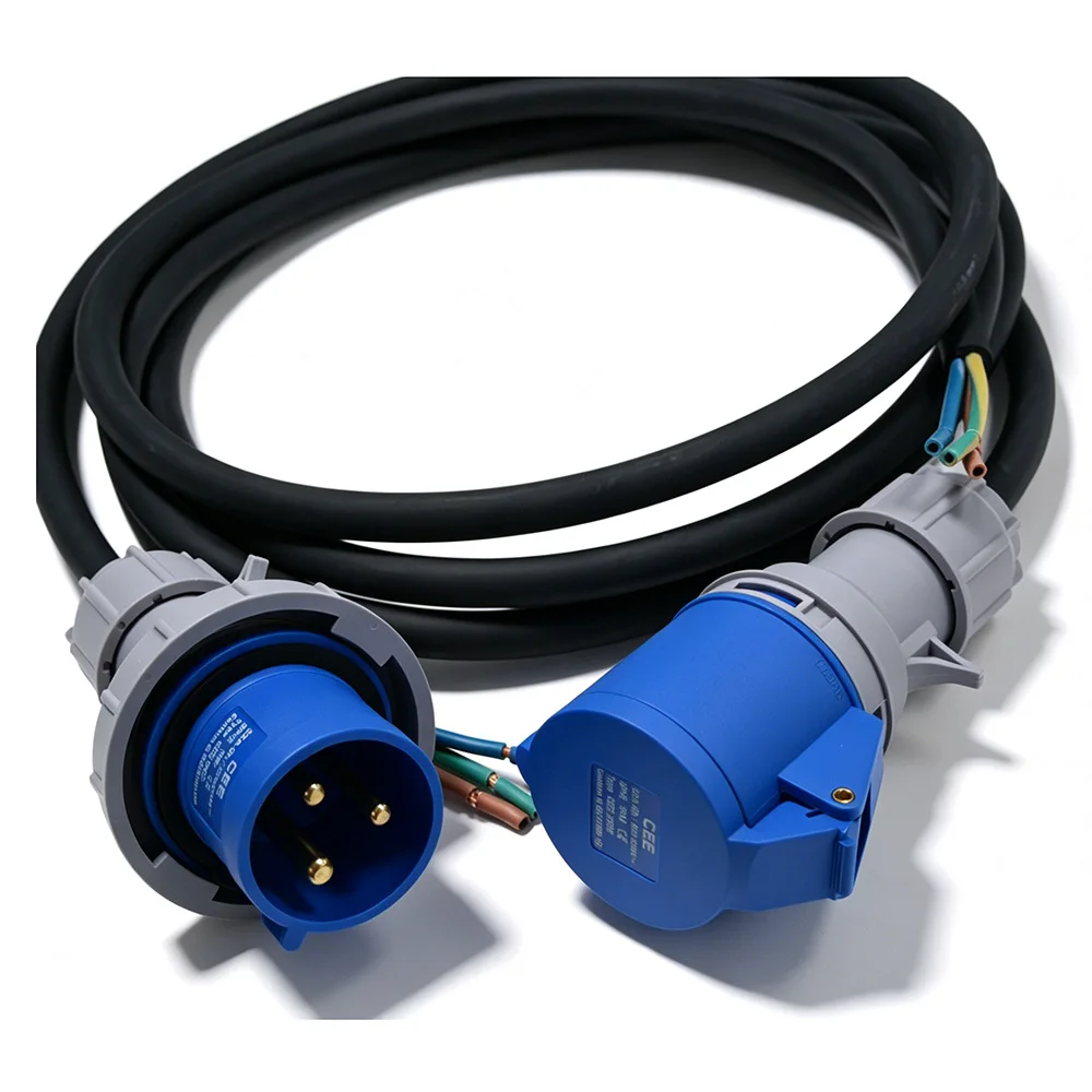 CEE 32A 3Pin Female Socket Power Cord H07RN-F Neoprene 3*6mm² Cable with Ring Terminal or Open End