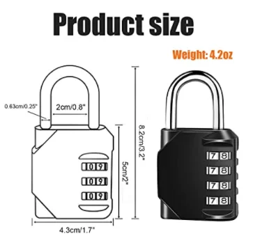 Resettable 4 Digit Combination Locks Outdoor Waterproof and Heavy Duty Combination Padlock for School Gym Locker