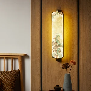 Enamel Colored New Chinese Style Bedroom Headboard Light Background Creative Wall Lamp Bedside Lamp Long Living Room Wall Lamp