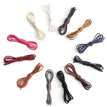 Traditional 3mm Round Rope Waxed Shoe Laces Factory, 80cm High Quality Smooth Braided Wax Cotton Shoestring
