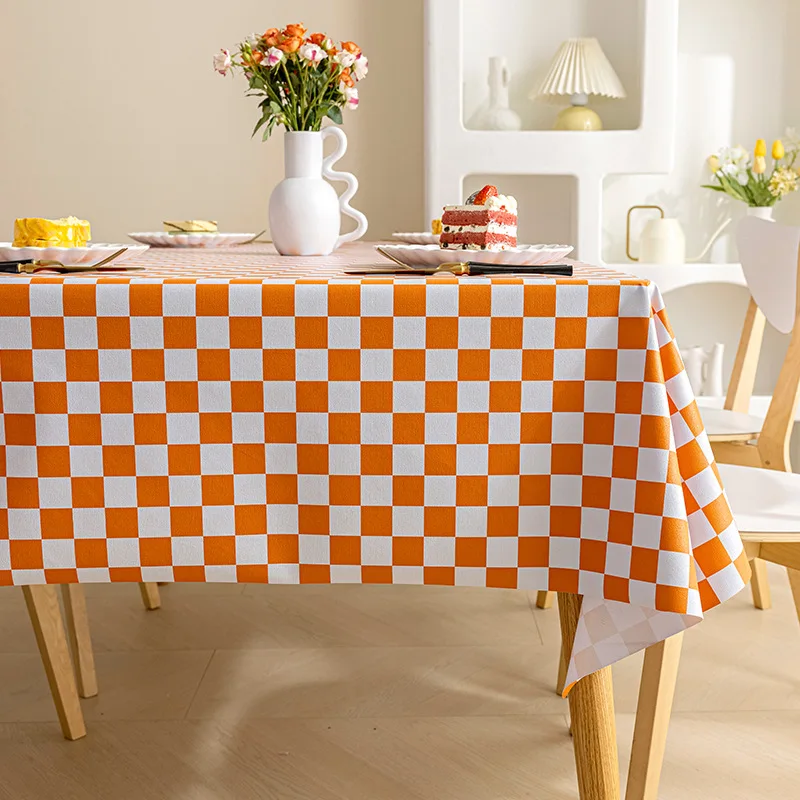 Wholesale INS Checkerboard Style PVC Material Waterproof and Oil-proof Rectangular Tea Tablecloth Dining Tablecloth