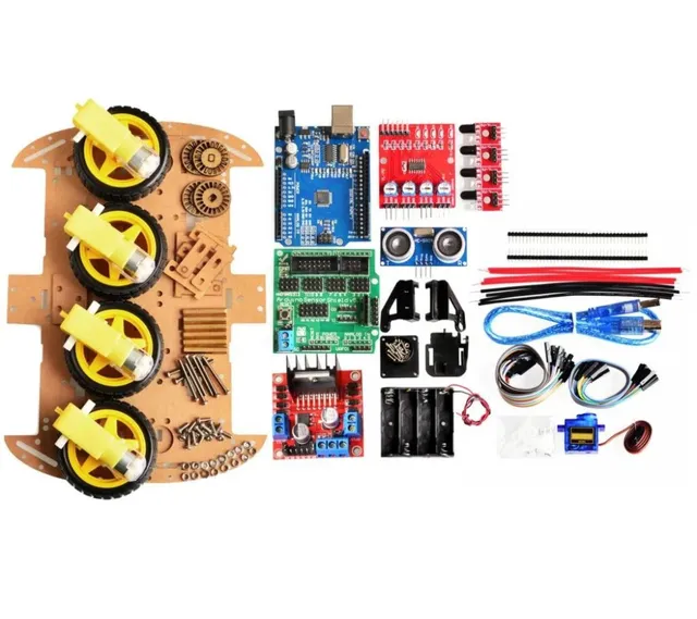 4WD Smart Robot Car Chassis Kit for CH340 Uno R3 with USB Cable for Arduino with Ultrasonic Module For Training Starter Kit