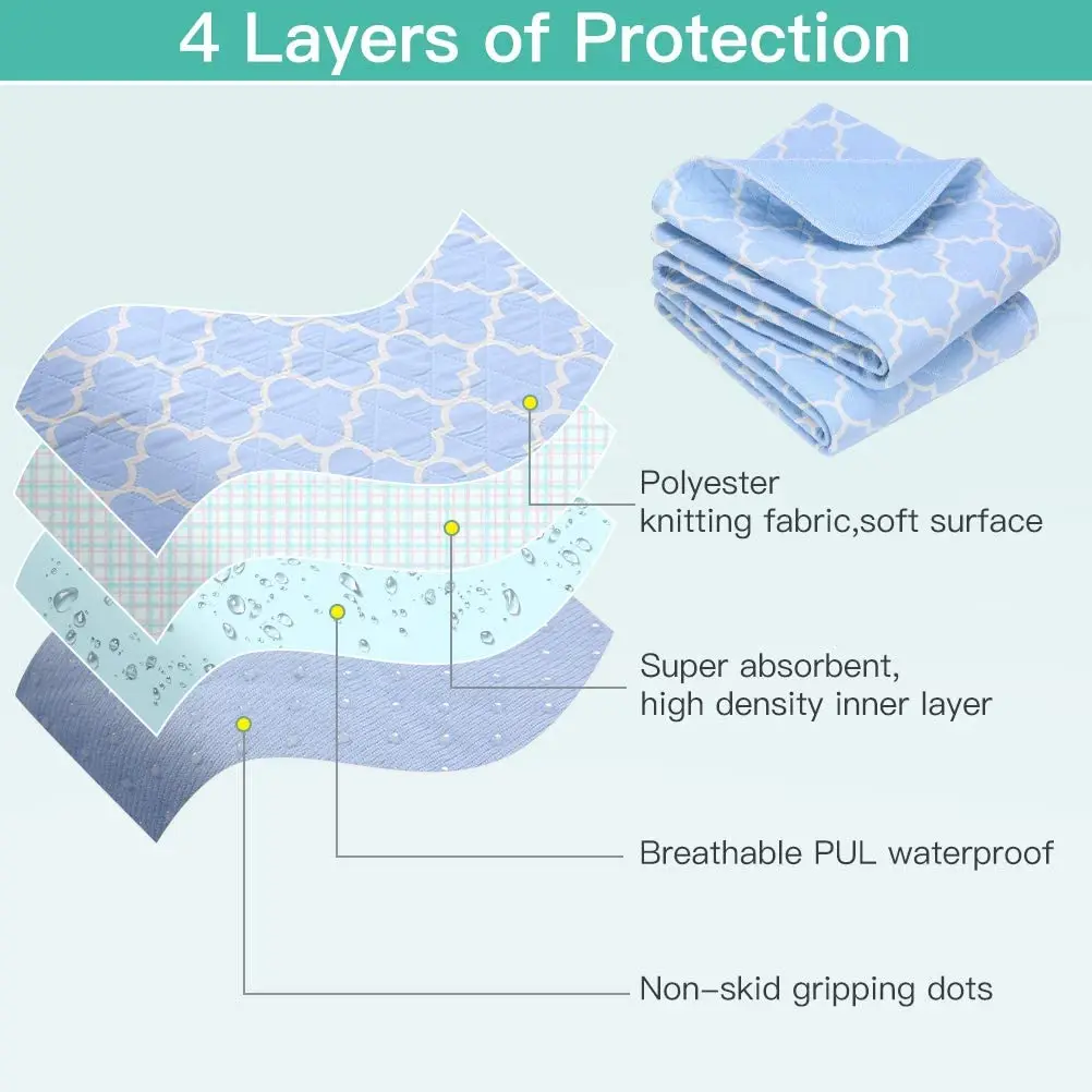 YK Home Sustainable Washable Absorbent Bed Protector Incontinence Pad Toilet Training Sleep Mat Bed Pads For Adult