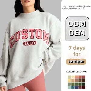 Custom Embroidered Streetwear Soft Cotton Mockneck Crewneck Pullover Sweater Jumper Fleece Oversized Women Mock Neck Sweatshirt