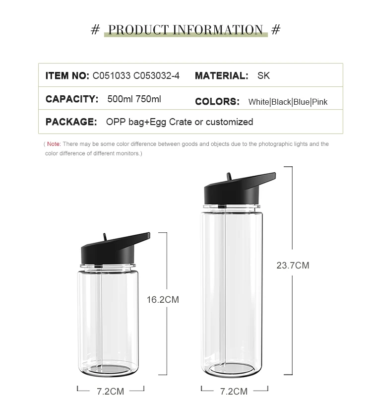 Hot Sale Wholesale 750ml Water Bottle Sports Leak-proof Bpa Free Clear ...
