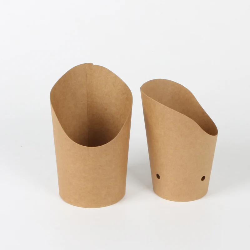 
Коричневый держатель для картофеля фри из крафт-бумаги, одноразовый Бумажный стаканчик, кружка для закусок и пищевых продуктов 