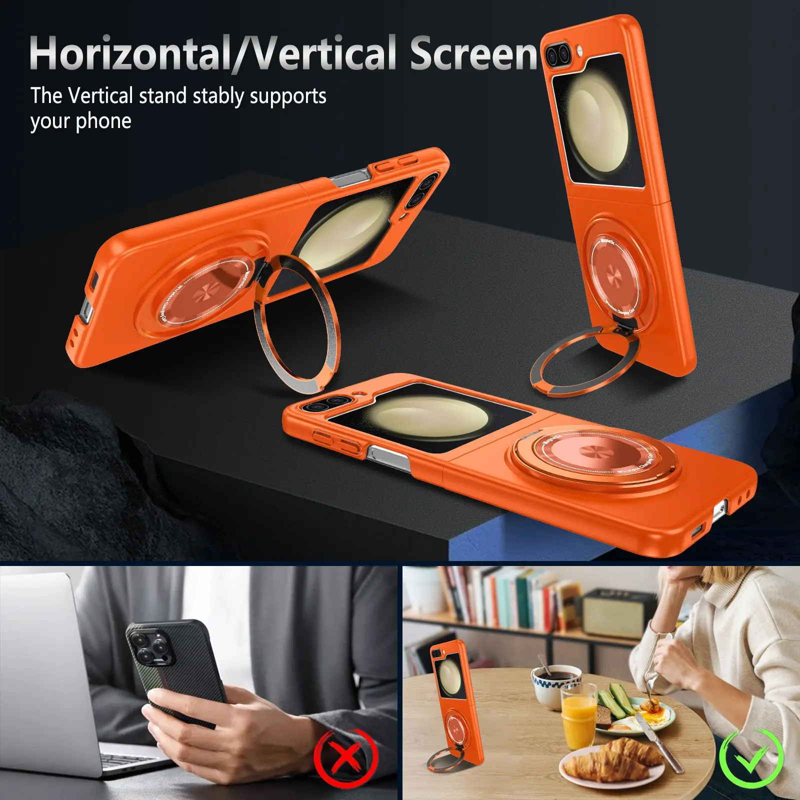 Invisible Folding Kickstand Armor Design Shockproof Magnetic Phone Case for for Z Flip 7/6/5 Hard PC TPU Cover