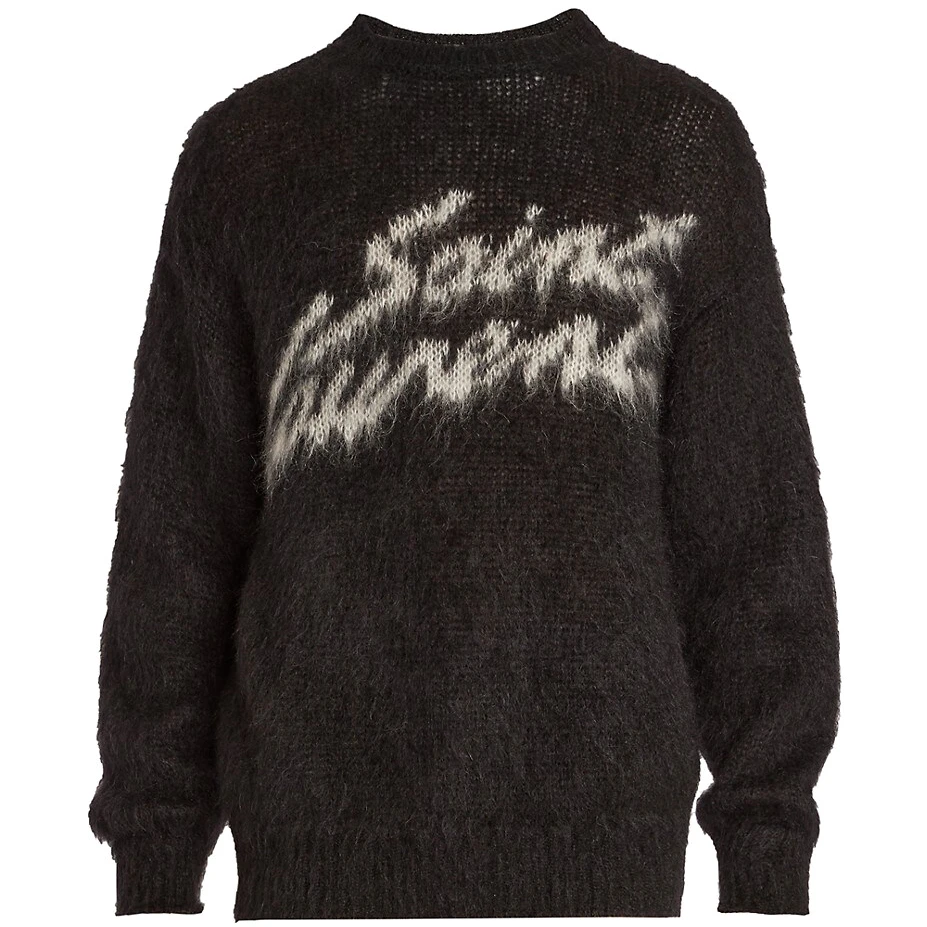 Senior Custom Logo Brushed Mohair Wool Knitting Jacquard Fuzzy Knitted ...