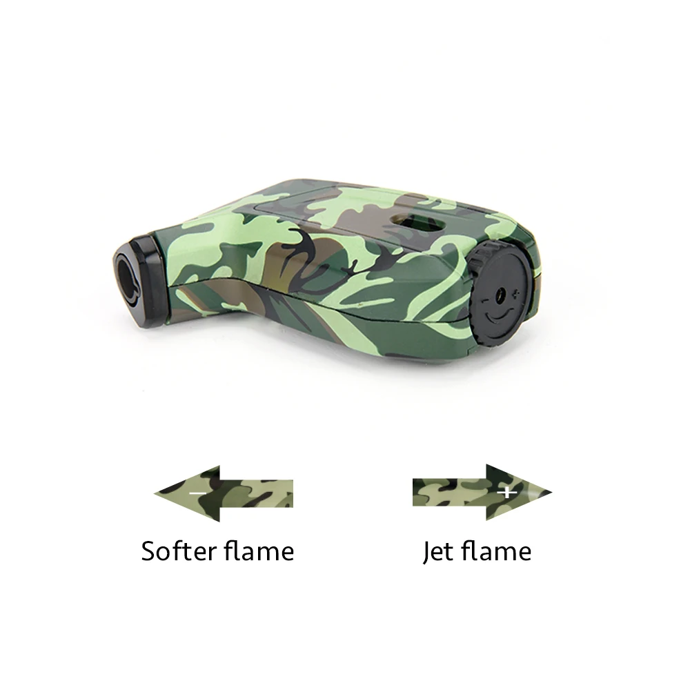 Camouflage Design Single Jet Flame Mini Pocket Refillable Gas Torch Lighter Novelty Led Party Items Butane Customized Color