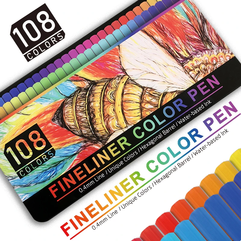 108 colors 0.4mm tips fineliner color