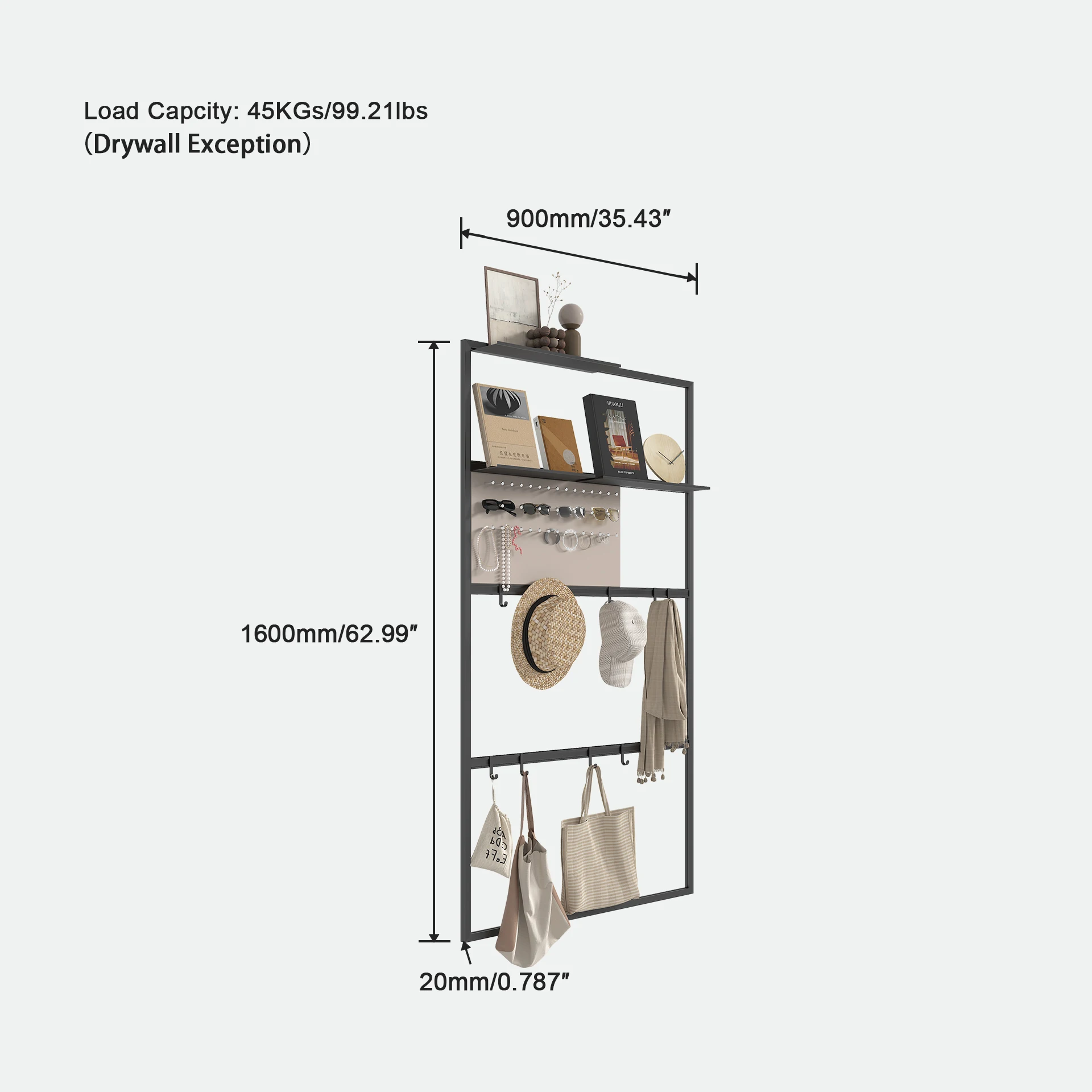 Premium Quality Modern Fashion Household Aluminium Alloy Wall Mounted Storage Shelf for Bedroom Wall factory