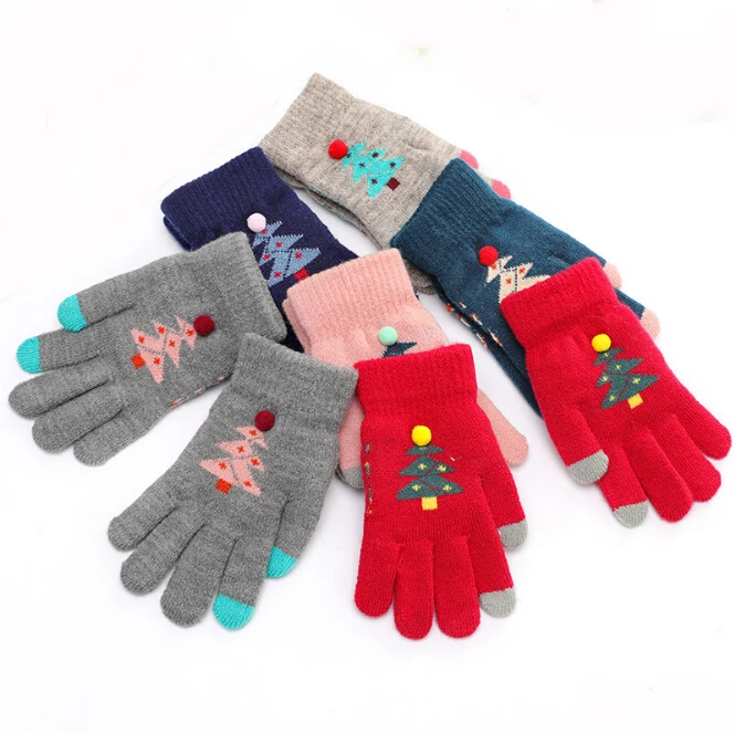 Winter Touch Screen Gloves Kids Knit