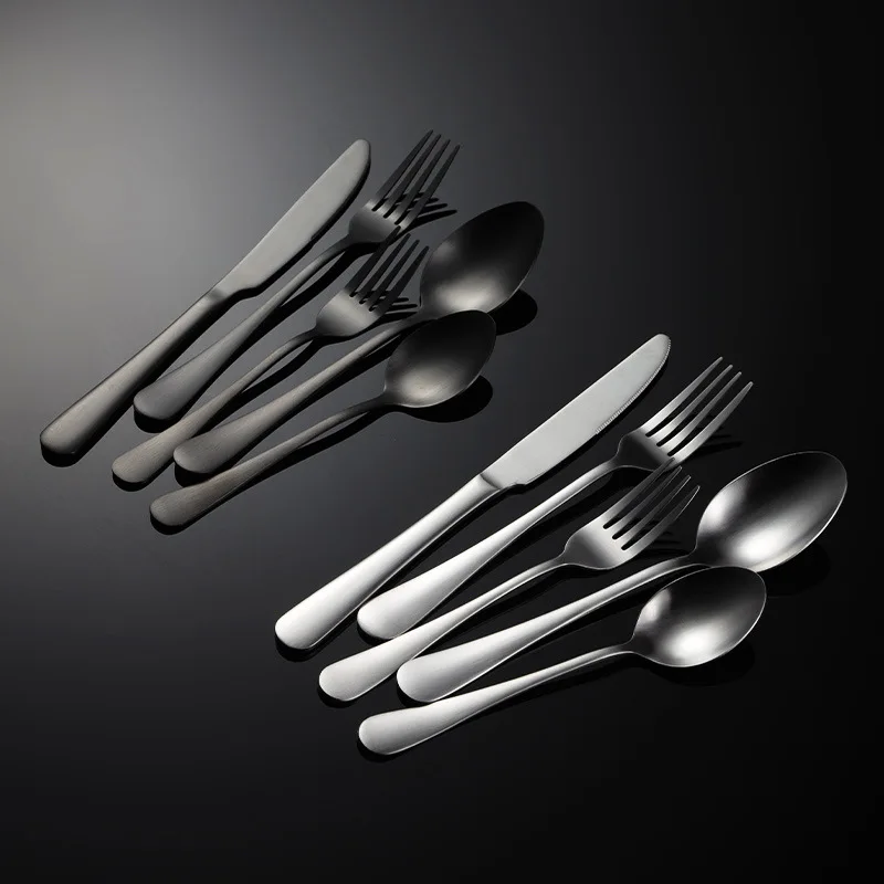 Wholesale PVD Silverware Metal Matt Black Matte Cutlery Set