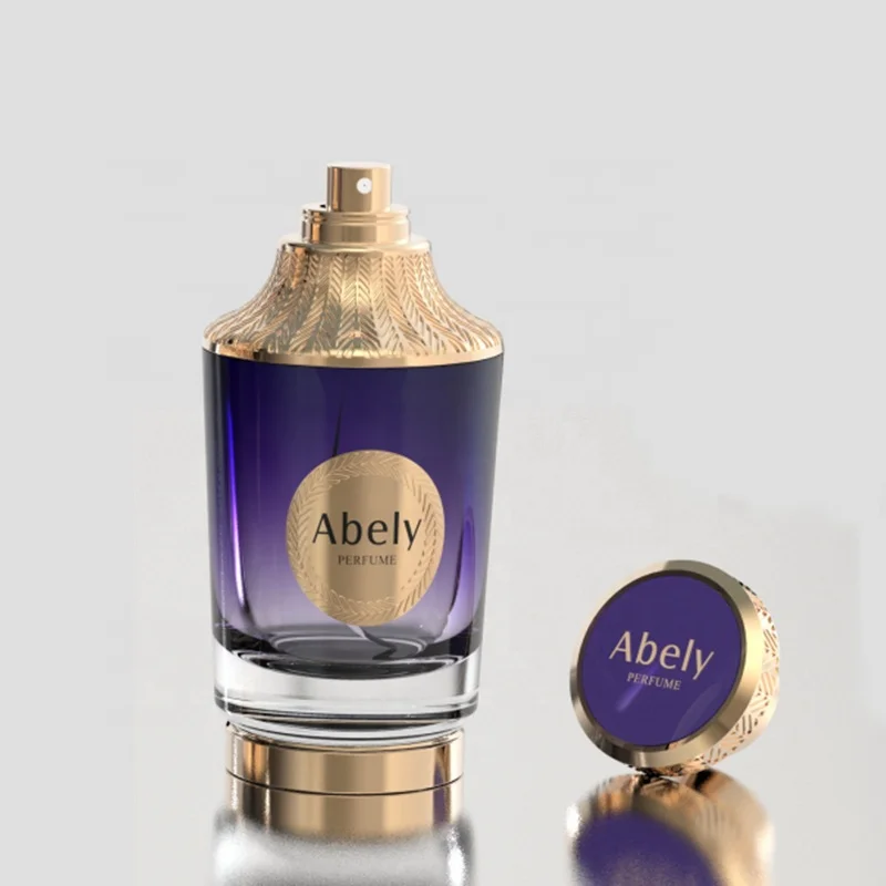 Abely 100ml Luxury Empty Perfume Bottles Custom Glass with Unique Design & Pump Sprayer Luxury Fragrance Bottle Carton Packing