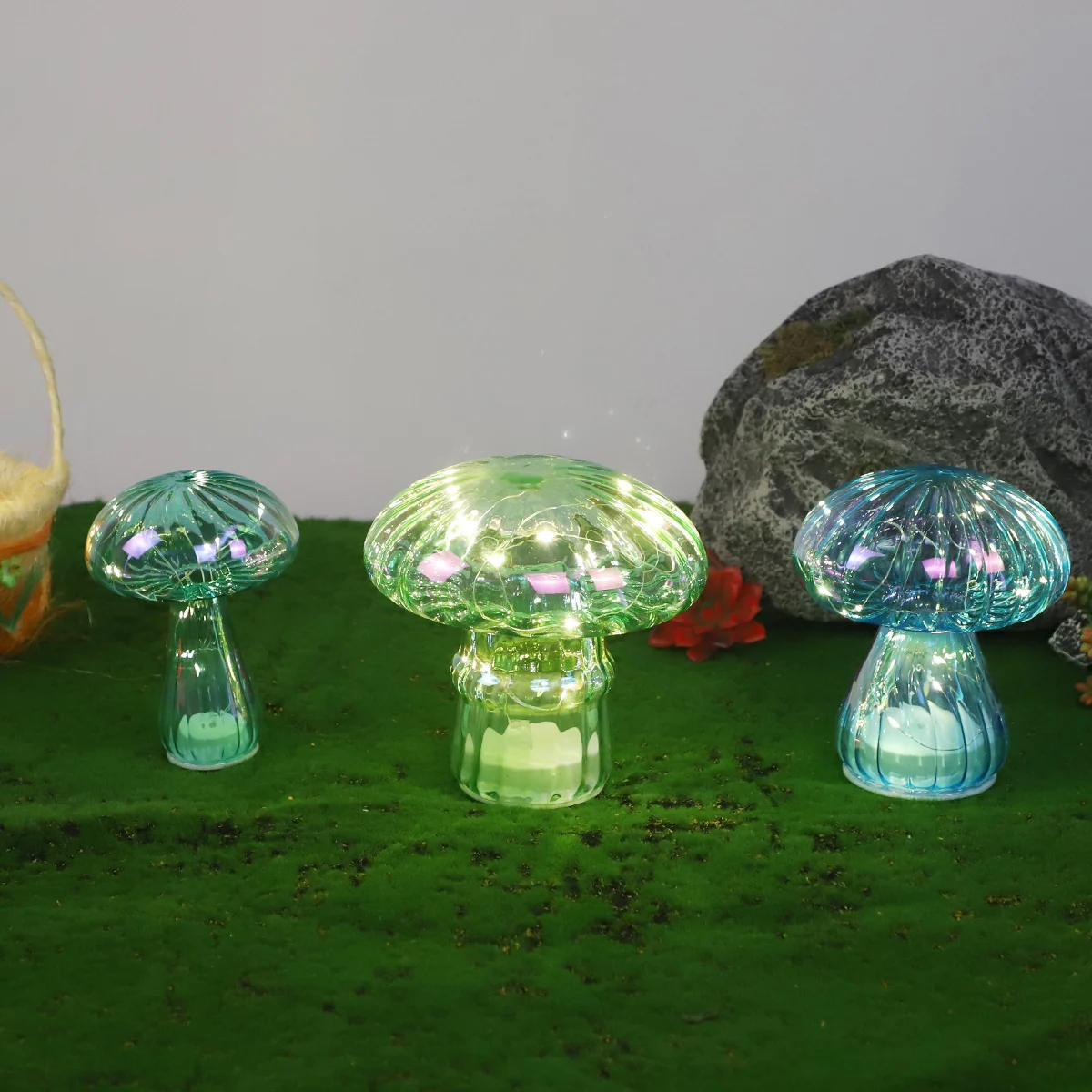 decorative glass art mushrooms ornament easter decoration led selling easter easter lighting mushrooms decor