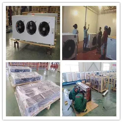 Commercial air cooling unit with copper pipes for cold rooms, food storage and supermarket freezers