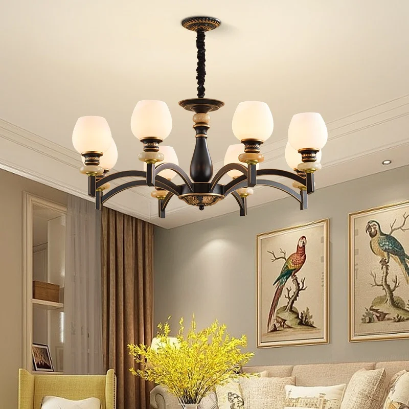 „Moon’s Affection“ – eiserner Kronleuchter im modern-minimalistischen Stil mit amerikanischer Einfachheit, LED, 8 Lichtquellen, Farbtemperatur 3000–6000 K, für Esszimmer und Schlafzimmer