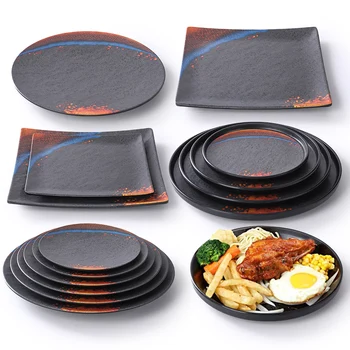 Wholesale of customized logo/logo hotel supplies, melamine dinnerware recurrent plates, custom plates for restaurant Steak plate