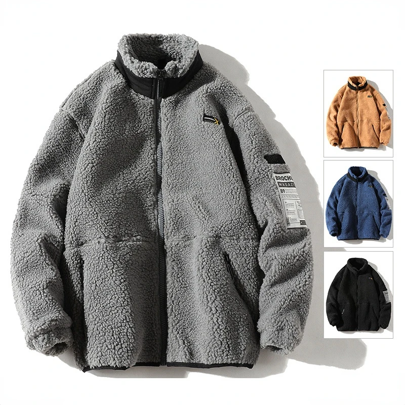 New Custom Logo Winter Loose Fleece Jacket Coats Plus Size Jacket ...