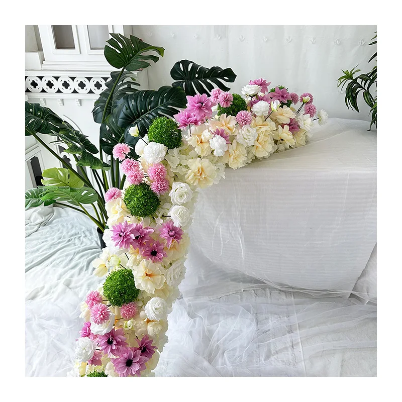 product cq60  floral rows artificial flowers table runner for wedding christmas graduation halloween decorations in homes-54