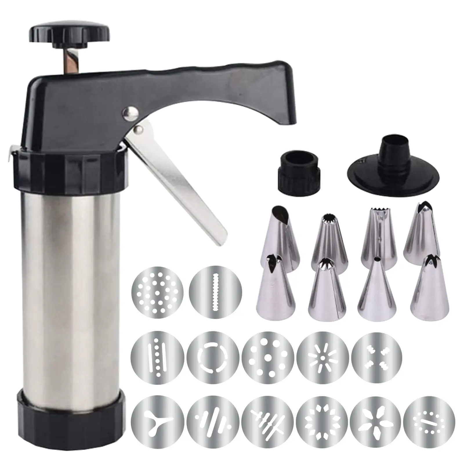 Hot Sale Stainless Steel Cookie Gun Kit With 13 Discs And 8 Icing Tips