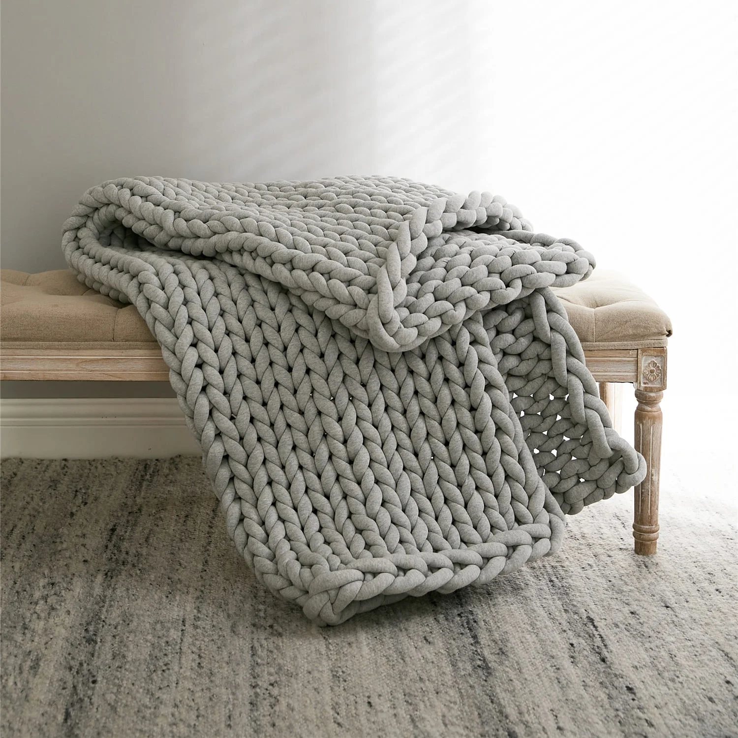 Chunky Knit Weighted Blanket LLY Custom Wholesale Cotton 15 Pounds 15lb 25lbs Bed Room Wearables Custom Color YIRUIO