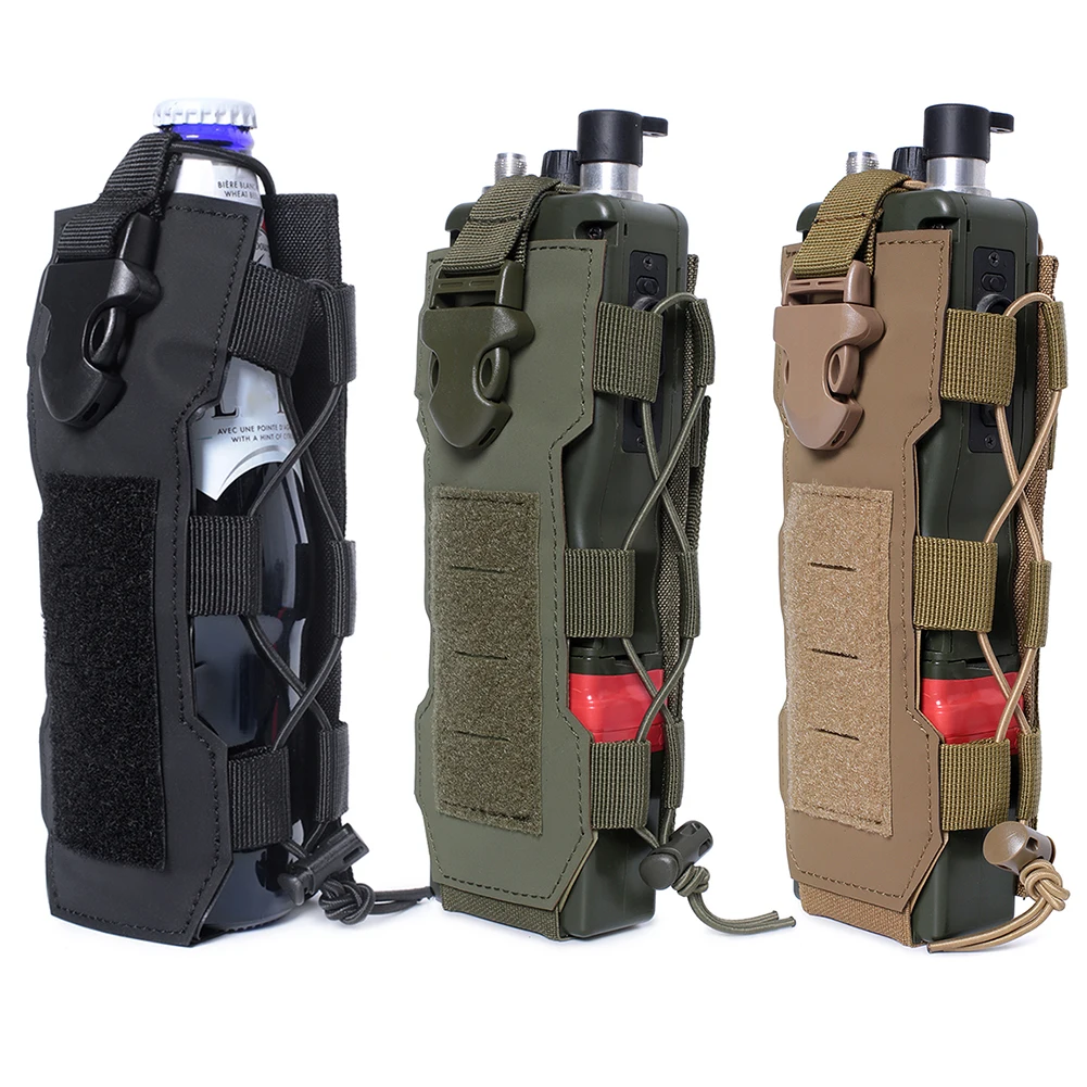 Tactical Molle Water Bottle Pouch Bag Outdoor Travel Hiking Drawstring Water Bottle Holder