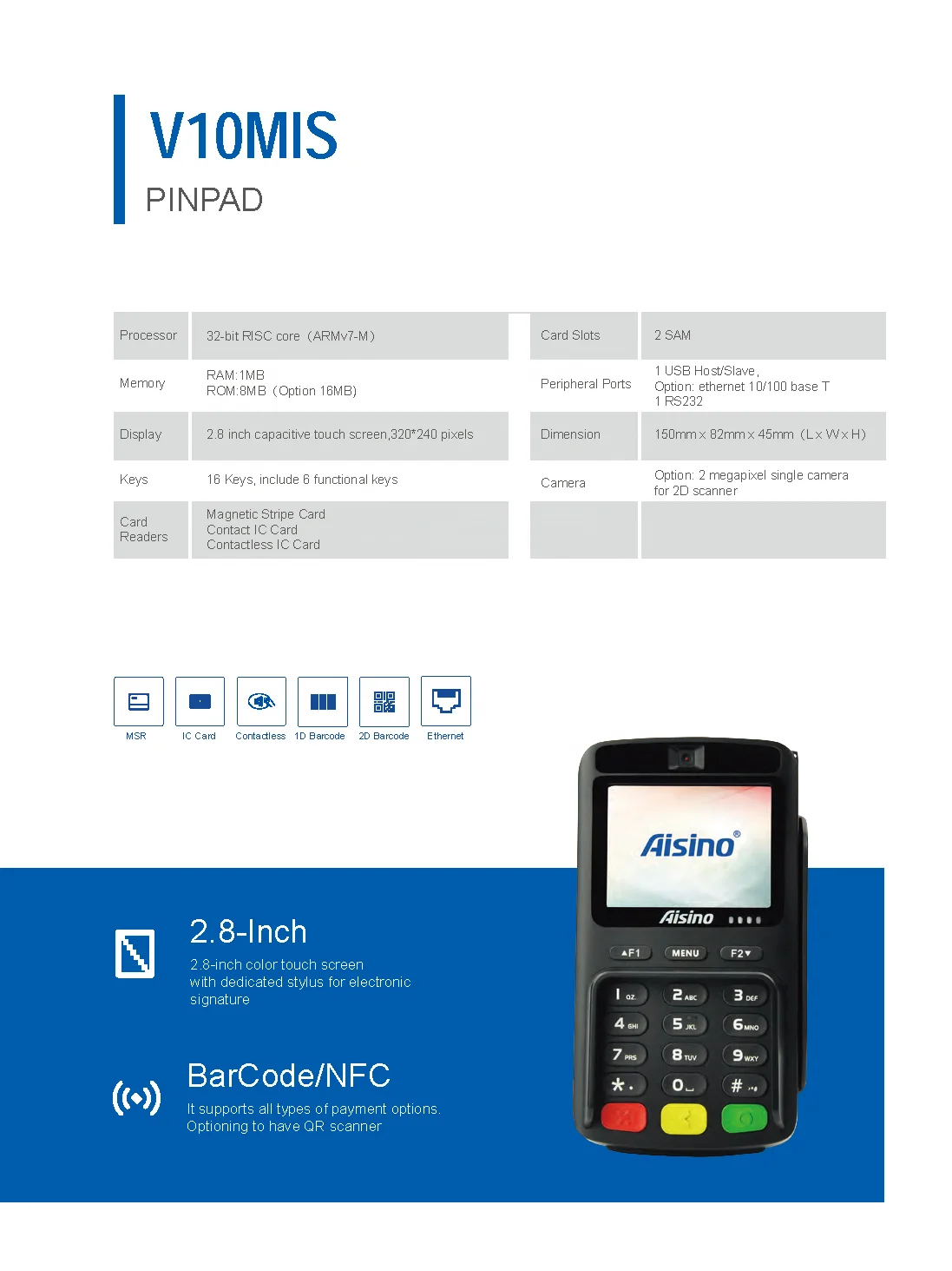Aisino Pinpad V10 Pos Machine With Usb Interface And Nfc - Buy Billing ...
