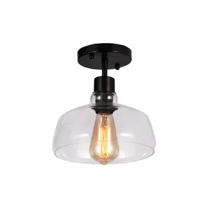Industrial Style Edison Bulb Hand Blown Glass  Shade Glass Ceiling Light  Fixture Lights