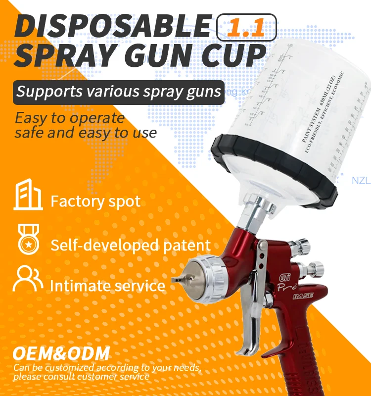 200ml Automotive Printable Plastic Spray Gun Paint Cup With Clips And