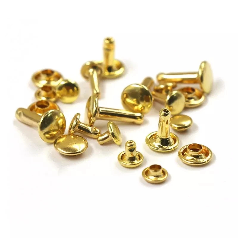 100pcs Brass Round Double Cap Rivets Stud Rivet Collision Nail Leather